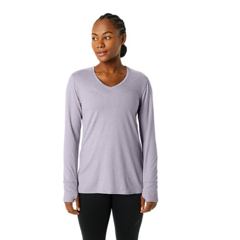 ASICS® (Women's MEDIUM) Heather Long Sleeve Top in Dusk Violet Heather